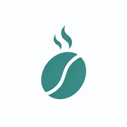 Coffee shop logo — teal coffee bean symbol generated by AI